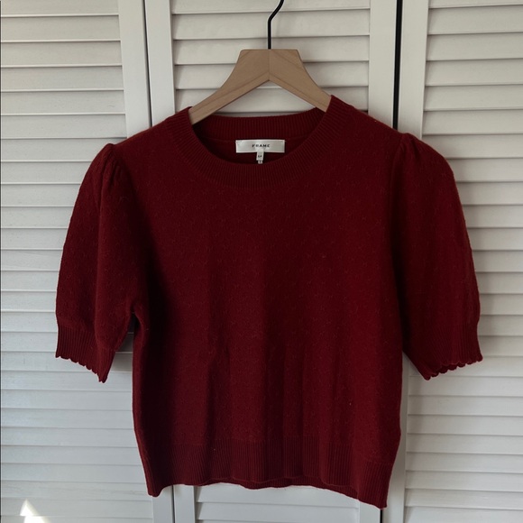 Frame Denim Red Puff Sleeve Sweater Sz S - Picture 1 of 4